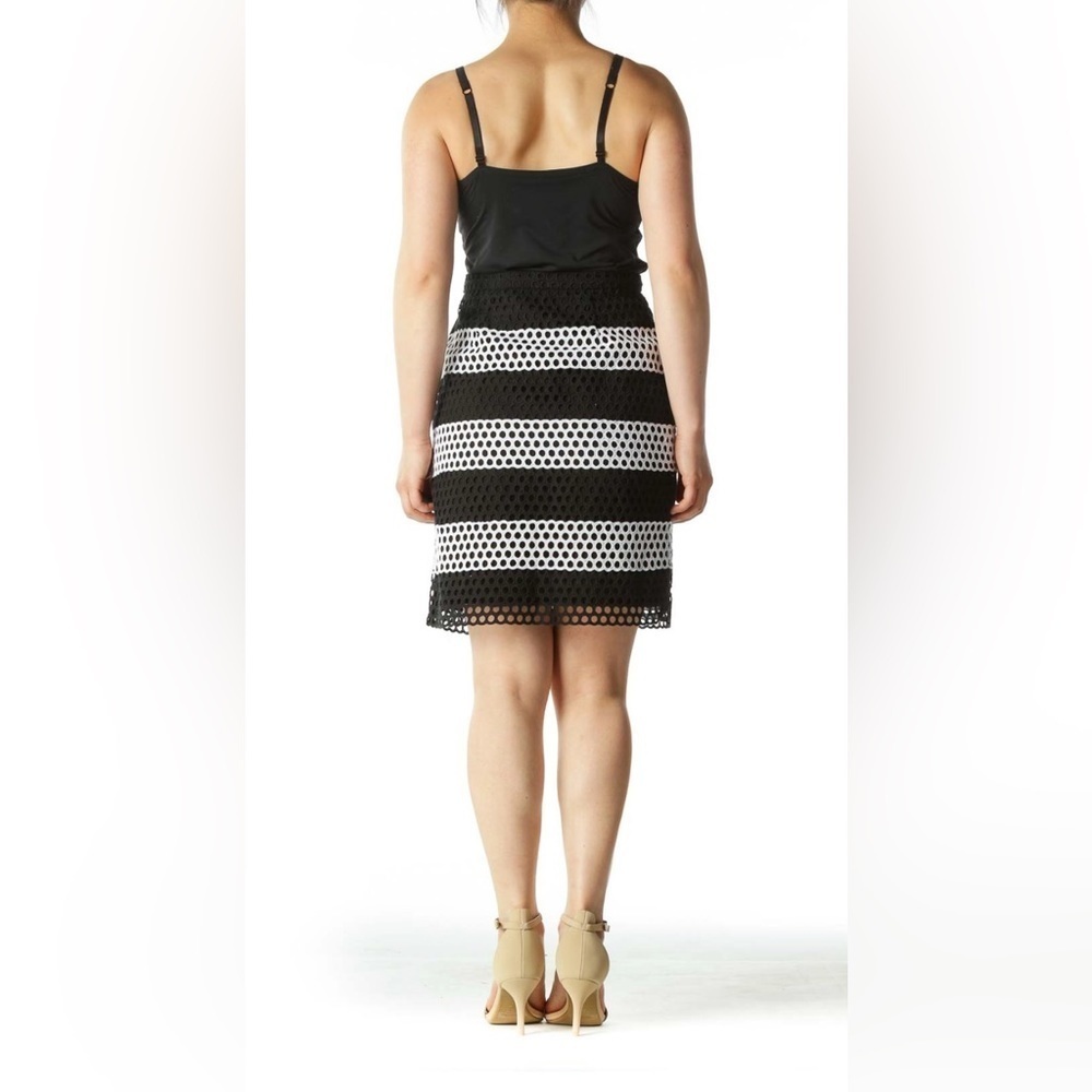 Michael Michael Kors Colorblock Wide-Striped Eyelet Skirt, Black/White